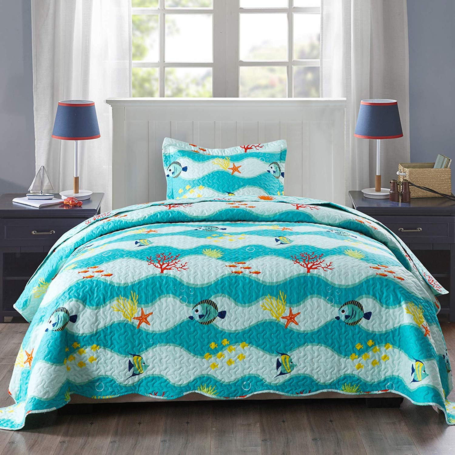 Fishing Baits Comforter Set Queen, Hooks Bedding for Kids Adults, Colorful Vintage  Fishing Baits Bedding Comforter Sets, Cartoon Artificial Lures Bedroom  Decor Nature Ocean Sealife Quilt : : Home