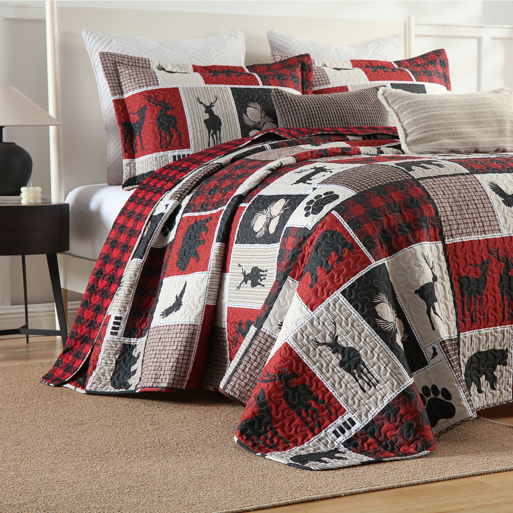 3 Pcs Cabin Lodge Rustic Country Quilt Bedspread Set B195