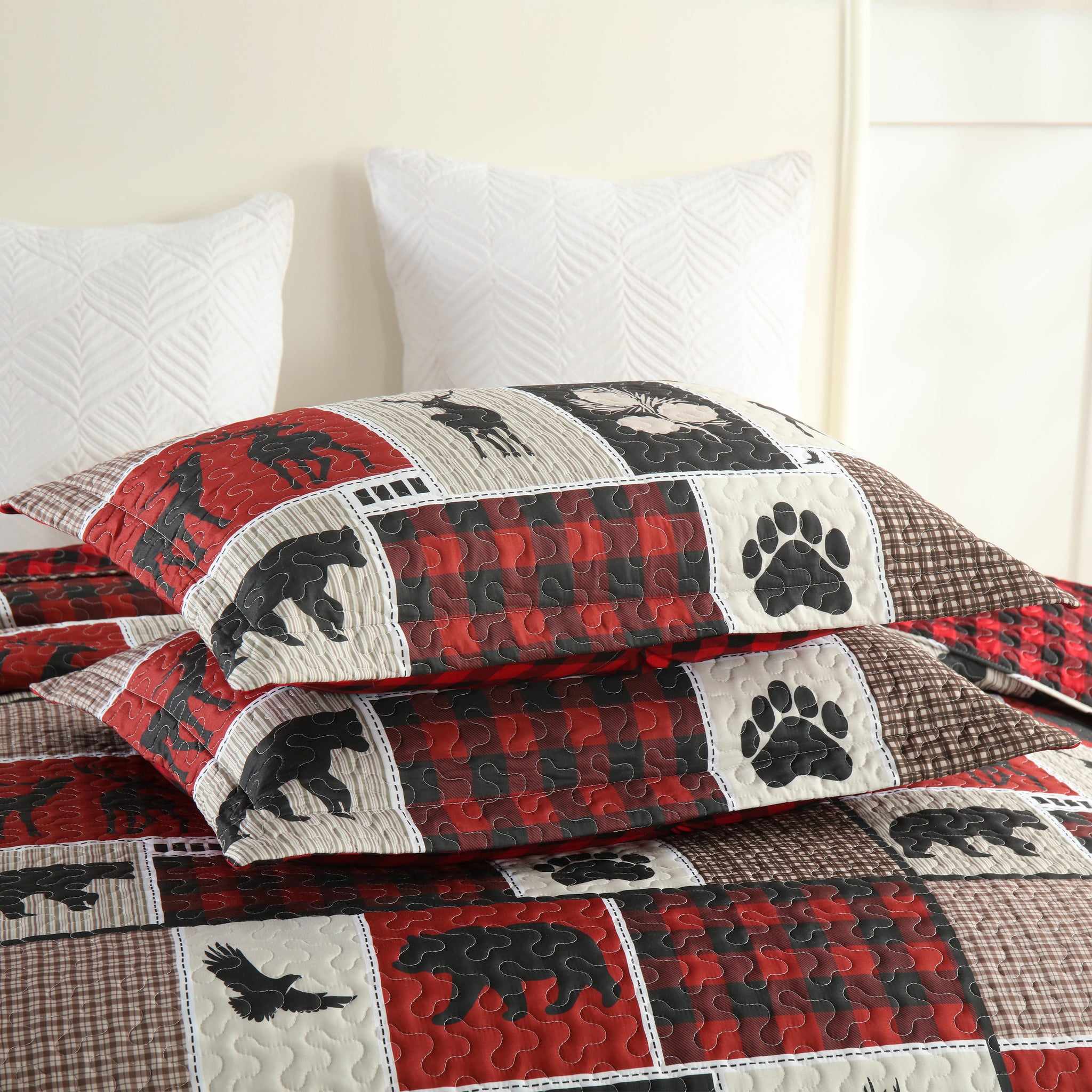 3 Pcs Cabin Lodge Rustic Country Quilt Bedspread Set B195