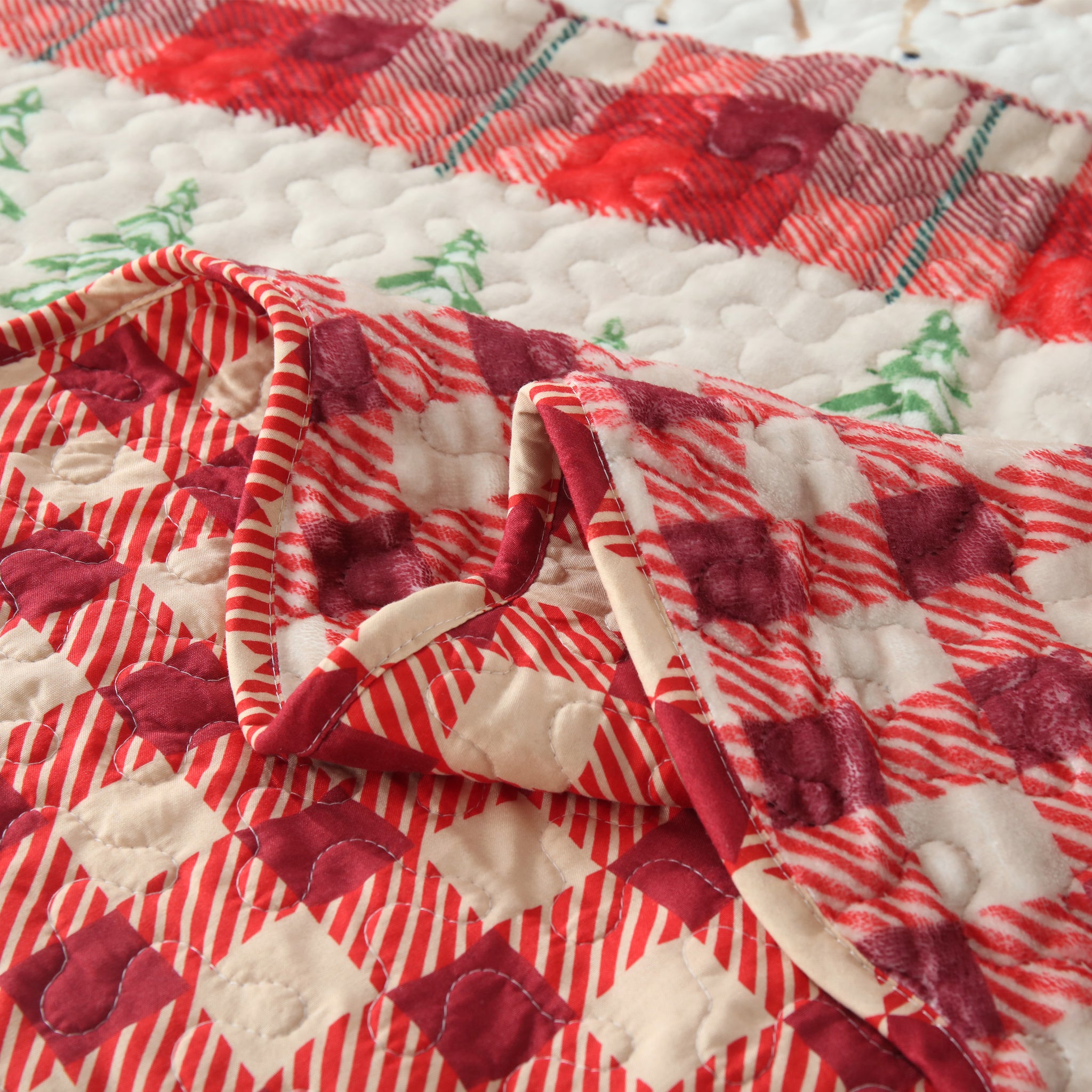 3 Pc Velvet Quilted Oversized Christmas Quilt Set BYV207