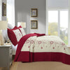 3 Piece Queen Size Embroidery Burgundy/Red Quilt Set Lightweight Bedspread Set 563/520