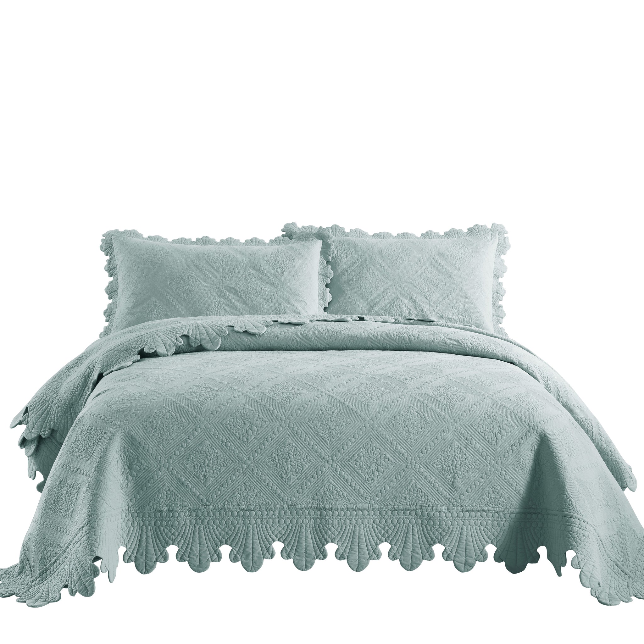 3-Piece 100% Cotton Oversized Bedspread Set Coverlet Set Lightweight Quilt Set TK